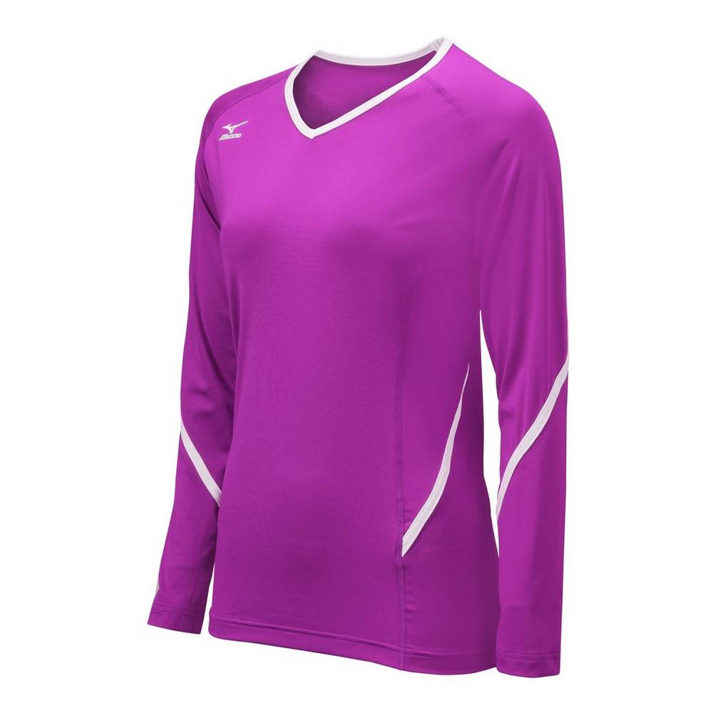 Jerseys Mizuno Techno Generation Long Sleeve Mujer Moradas/Blancas Ofertas KFNU-27980